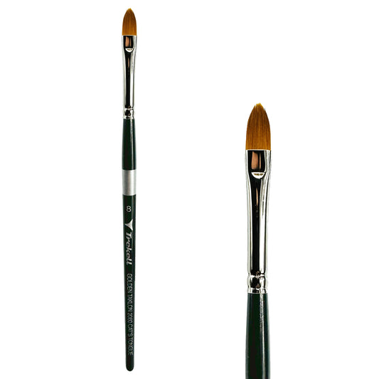 Trekell Golden Taklon Short Handle Artist brush, size #8 Cat's Tongue, ideal for Watercolor, Oil, and Acrylic Painting