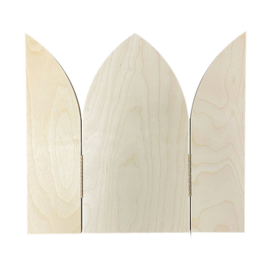 Trekell Gothic Arch Altar Panel is compatible with enamel, pencil, pastel, charcoal, encaustic, ink, gouache, watercolor, acrylic, and oil paints.