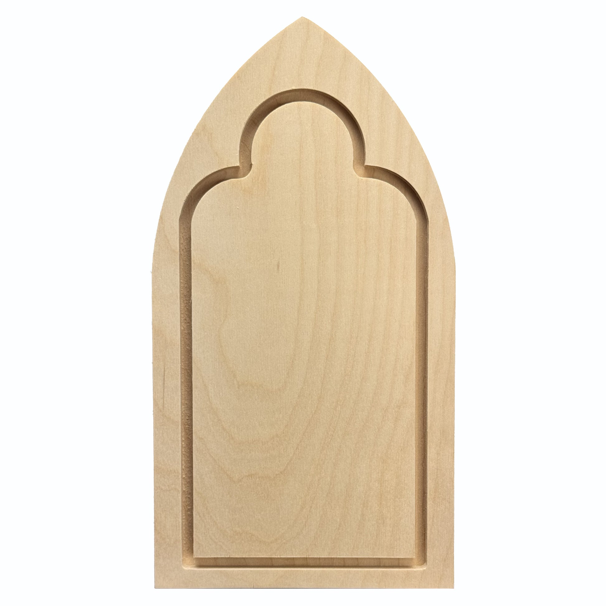 Trekell Gothic Arch Floater Panel is compatible with enamel, pencil, pastel, charcoal, encaustic, ink, gouache, watercolor, acrylic, and oil paints.