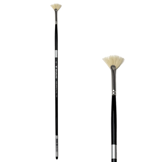 Trekell Hog Bristle #0 Fan Brush features durable Chungking bristles with flagged tips for strong paint pickup.