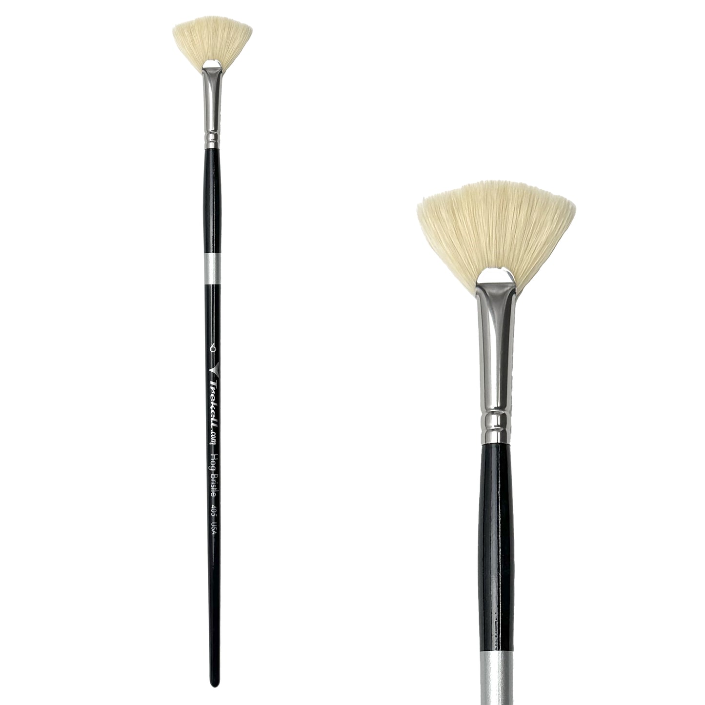 Trekell Hog Bristle #6 Fan Brush features durable Chungking bristles with flagged tips for strong paint pickup