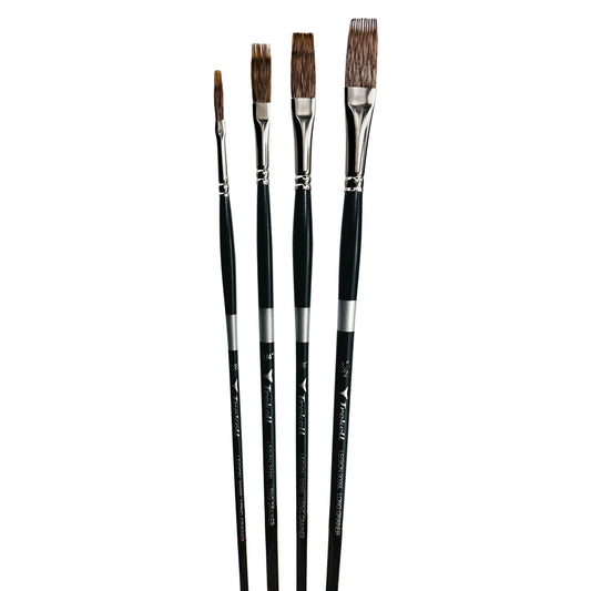 Trekell Legion Synthetic Mongoose Long Handle Artist Brush, Complete Set Long Grainer, designed for oil and acrylic painting.
