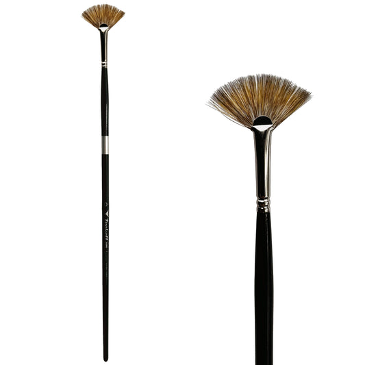 Trekell Legion Synthetic Mongoose Long Handle Artist Brush, size #0 Fan, designed for oil and acrylic painting.