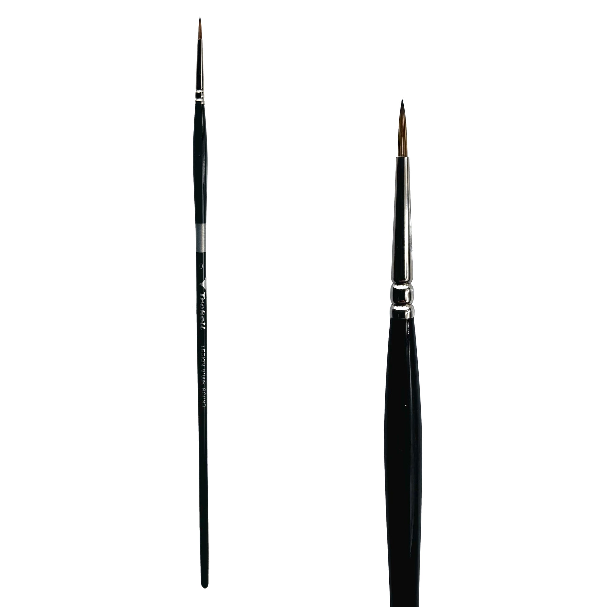 Trekell Legion Synthetic Mongoose Long Handle Artist Brush, size #0 Round, designed for oil and acrylic painting,