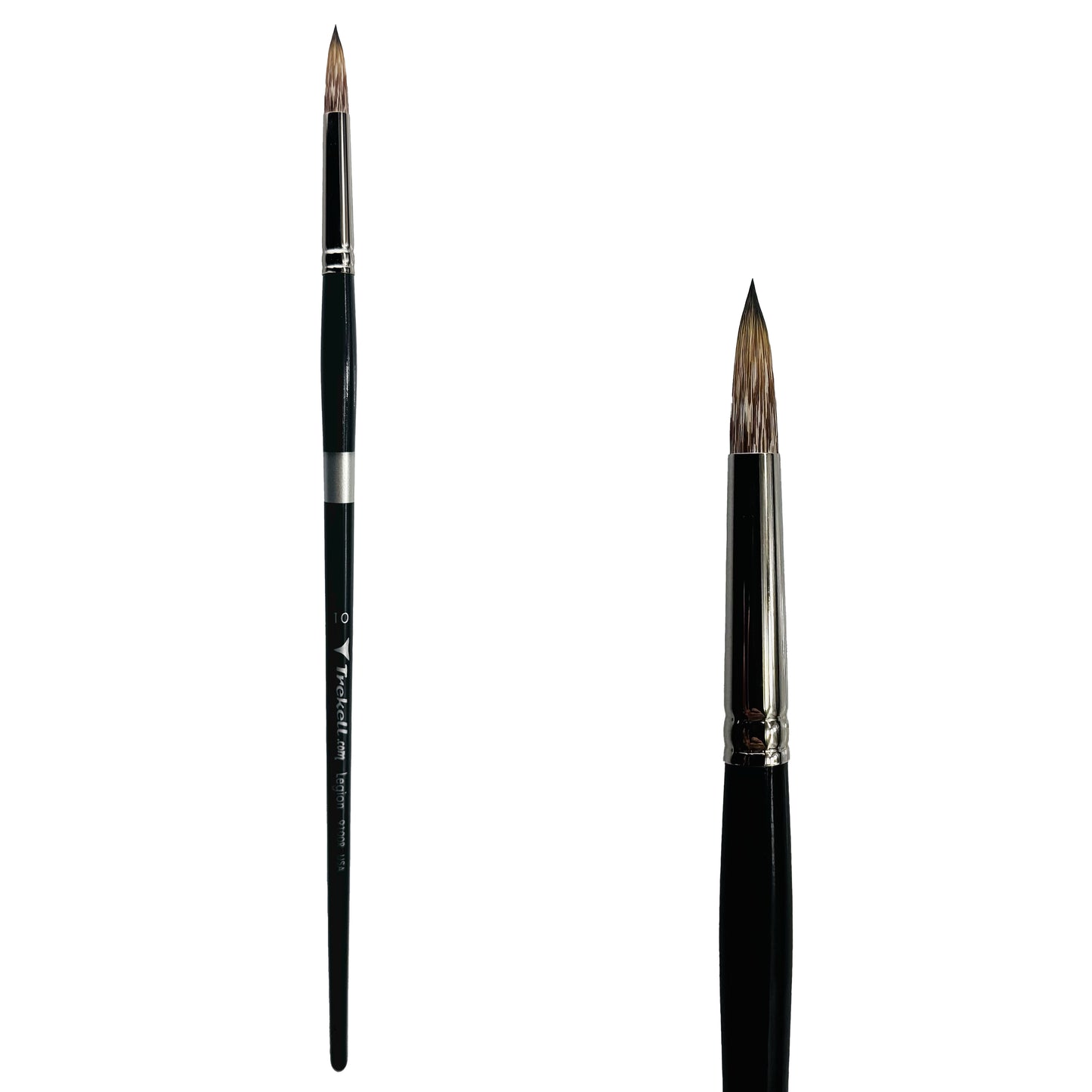 Trekell Legion Synthetic Mongoose Long Handle Artist Brush, size #10 Round, designed for oil and acrylic painting.