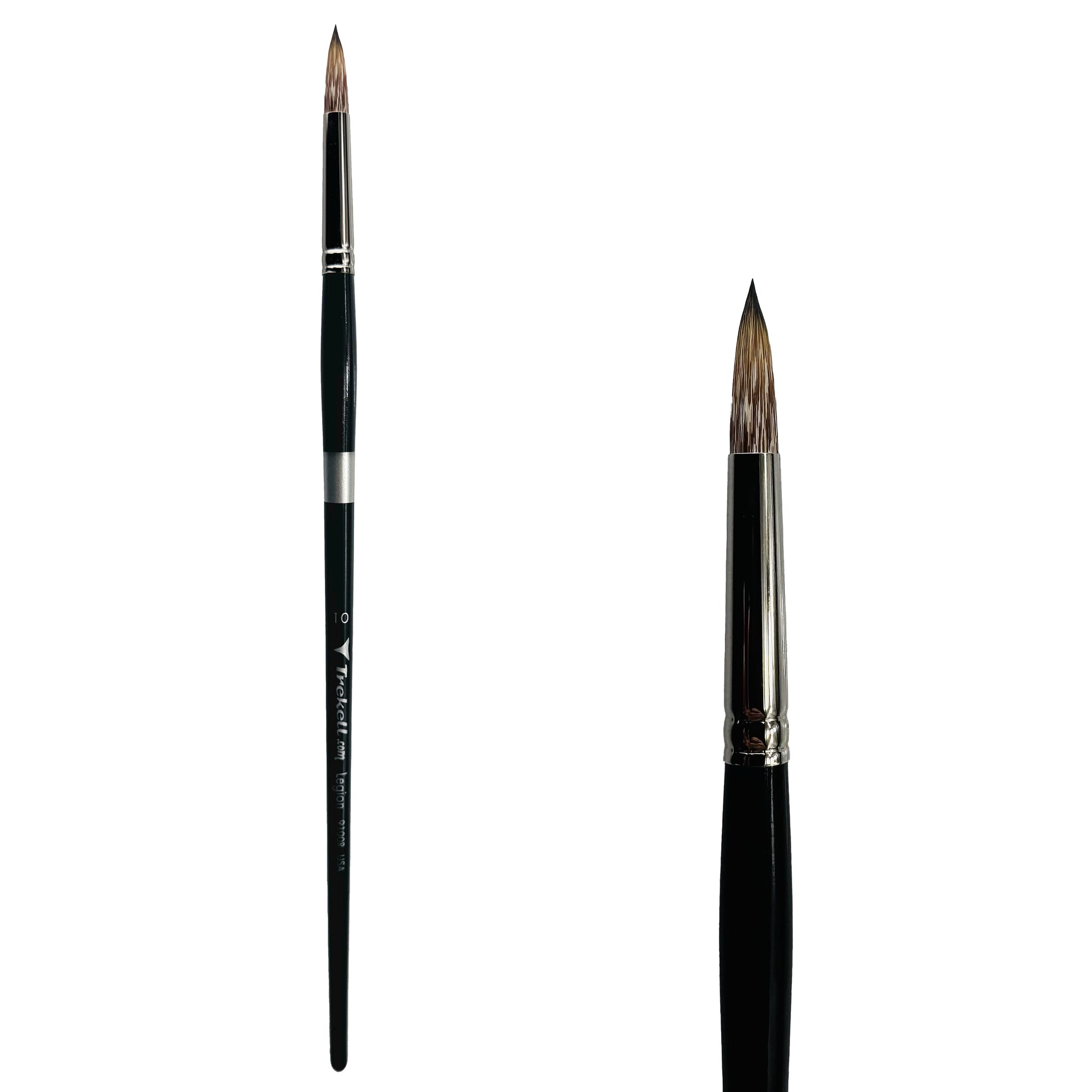 Trekell Legion Synthetic Mongoose Long Handle Artist Brush, size #10 Round, designed for oil and acrylic painting.