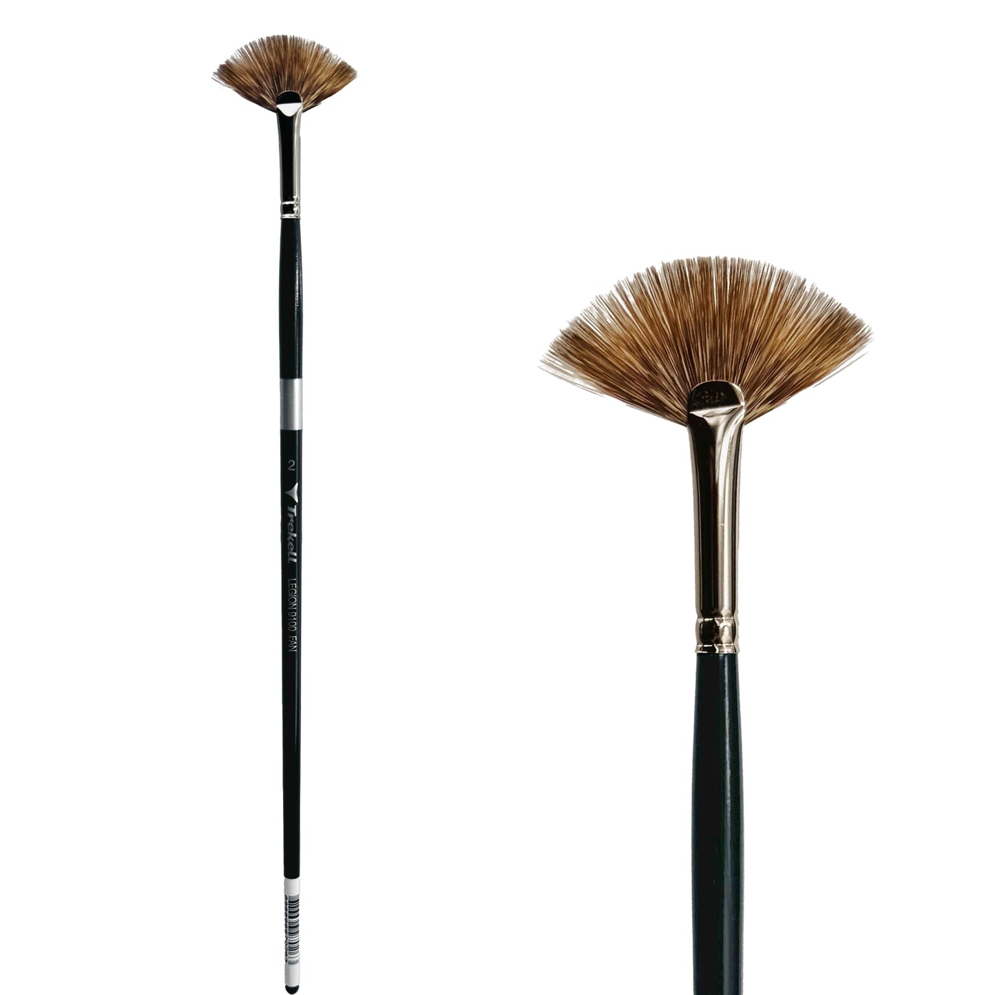 Trekell Legion Synthetic Mongoose Long Handle Artist Brush, size #2 Fan, designed for oil and acrylic painting.