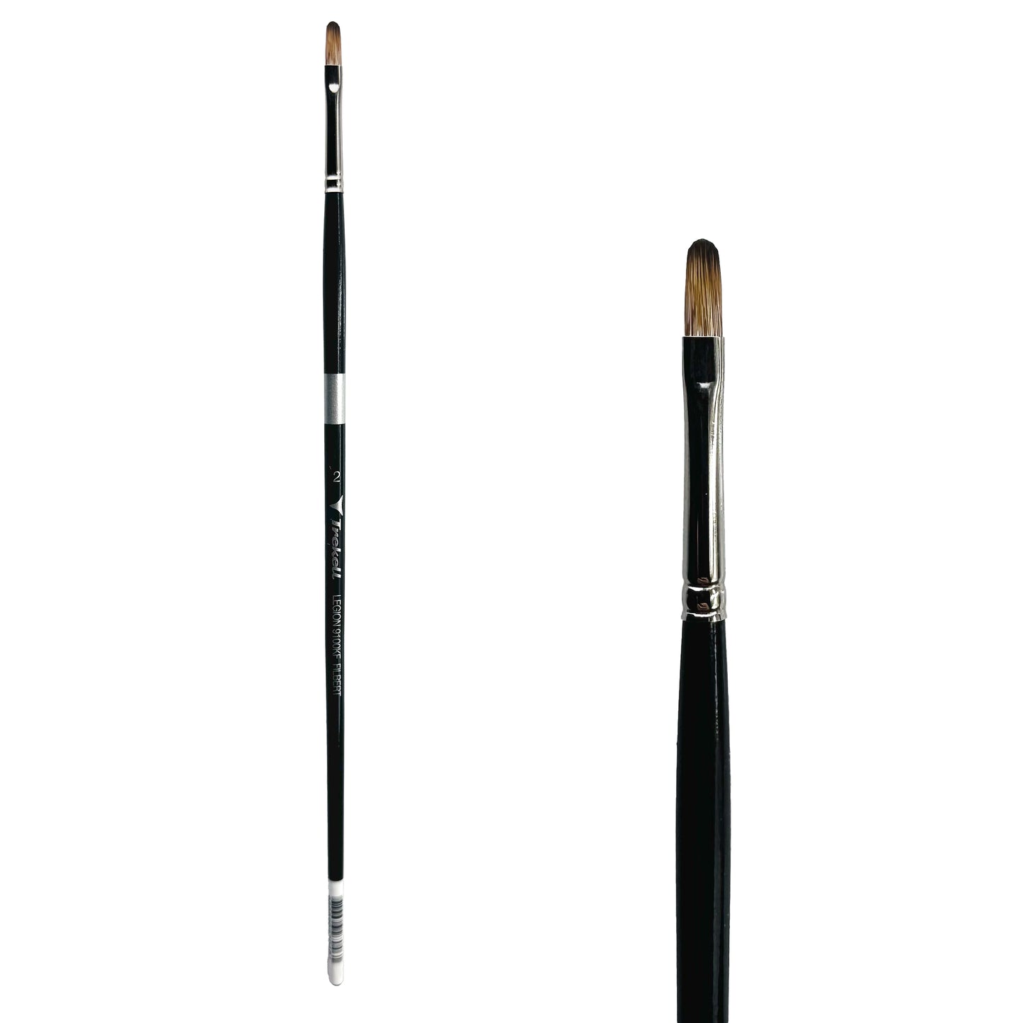 Trekell Legion Synthetic Mongoose Long Handle Artist Brush, size #2 Filbert, designed for oil and acrylic painting.