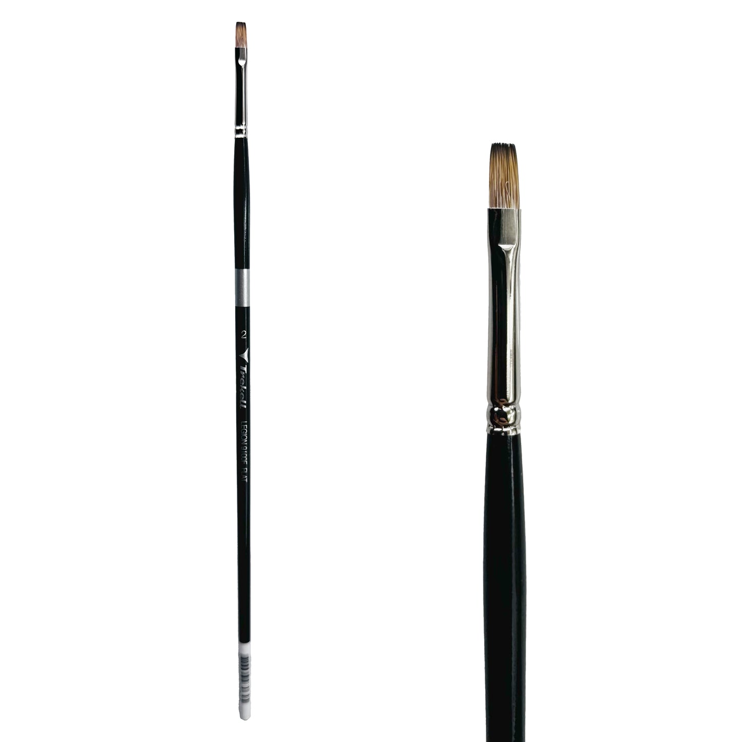 Trekell Legion Synthetic Mongoose Long Handle Artist Brush, size #2 Flat, designed for oil and acrylic painting.