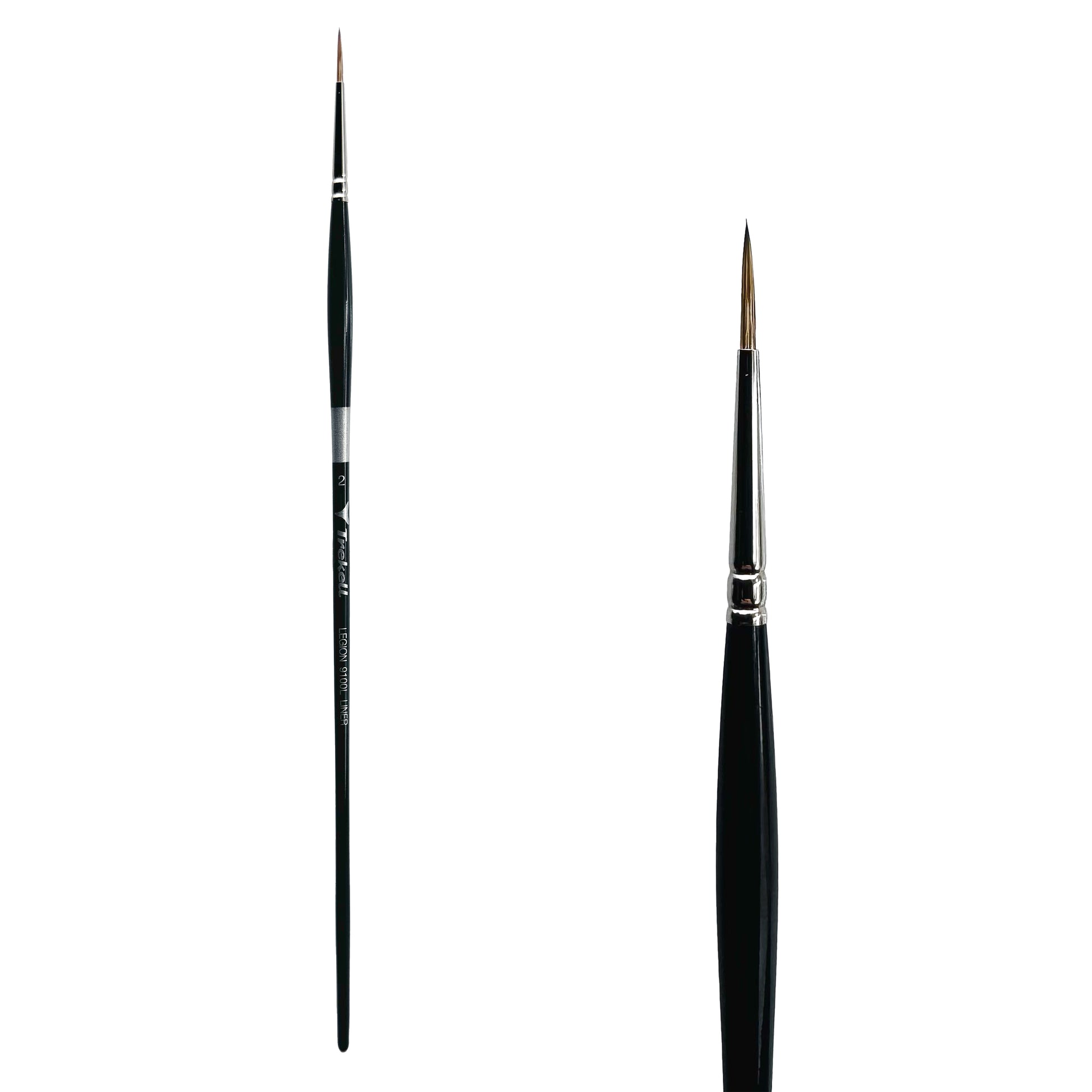 Trekell Legion Synthetic Mongoose Long Handle Artist Brush, size #2 Liner, designed for oil and acrylic painting.