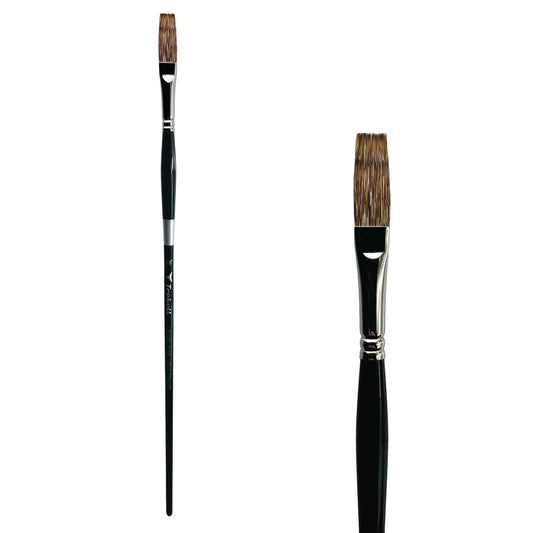Trekell Legion Synthetic Mongoose Long Handle Artist Brush, size 3/8" Long Grainer, designed for oil and acrylic painting.