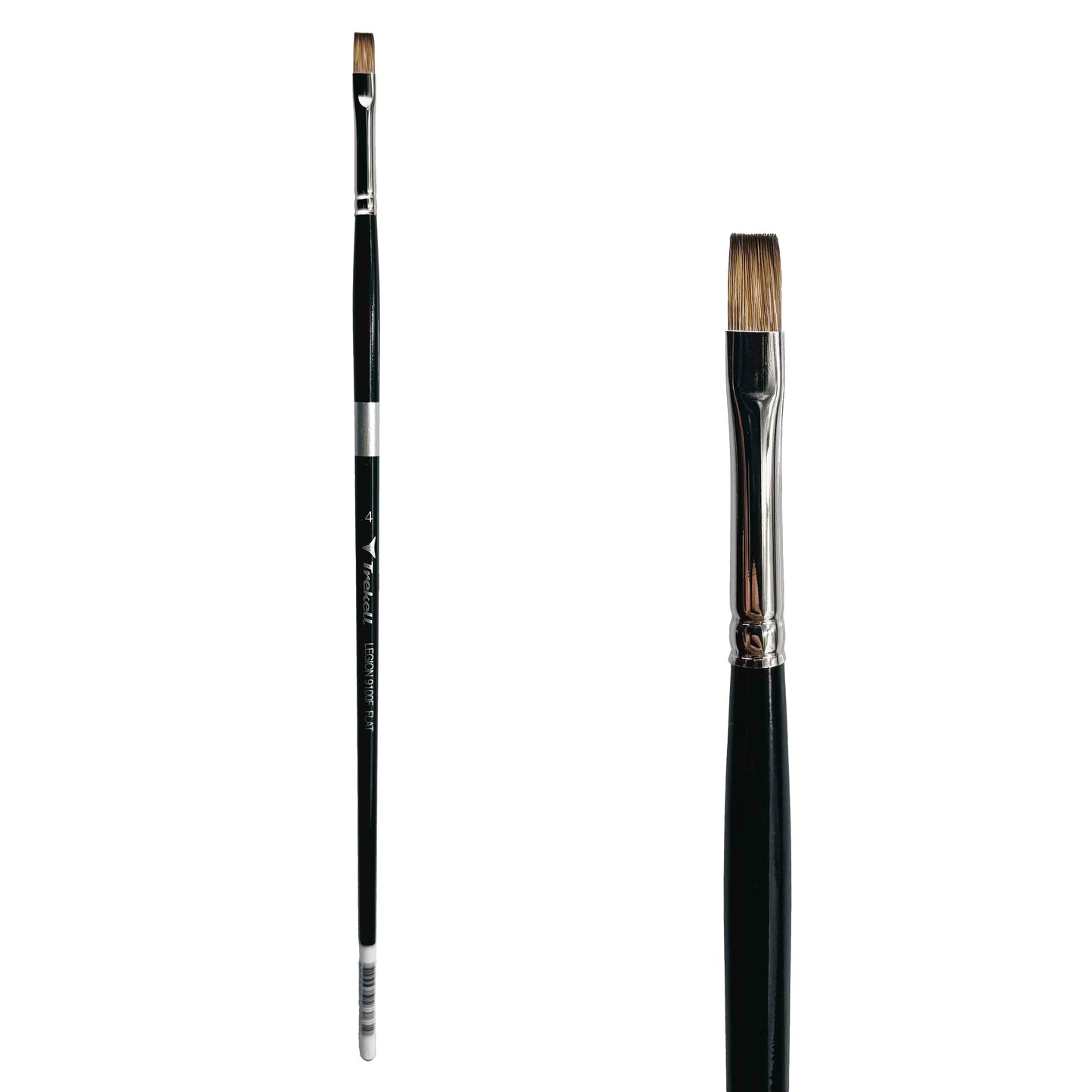 Trekell Legion Synthetic Mongoose Long Handle Artist Brush, size #4 Flat, designed for oil and acrylic painting.