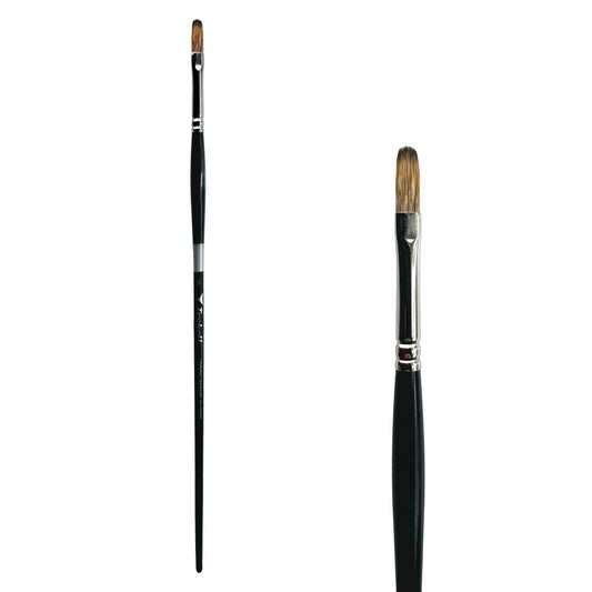 Trekell Legion Synthetic Mongoose Long Handle Artist Brush, size #6 Filbert, designed for oil and acrylic painting.