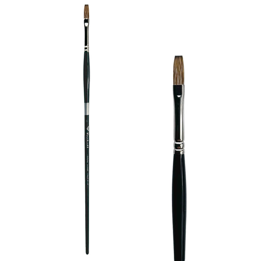 Trekell Legion Synthetic Mongoose Long Handle Artist Brush, size #6 Long Flat, designed for oil and acrylic painting.