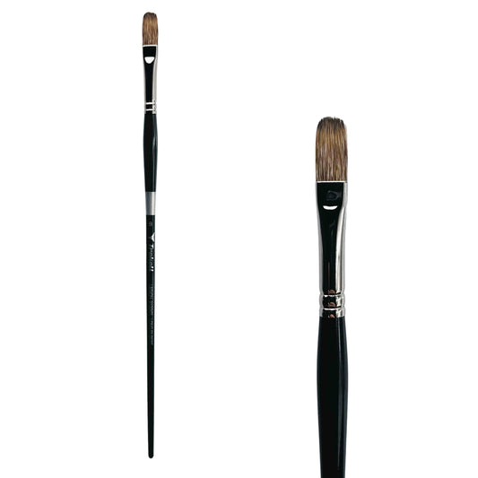 Trekell Legion Synthetic Mongoose Long Handle Artist Brush, size #8 Long Filbert, designed for oil and acrylic painting.