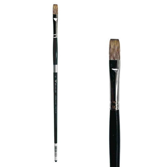 Trekell Legion Synthetic Mongoose Long Handle Artist Brush, size #8 Long Flat, designed for oil and acrylic painting.