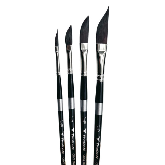 Trekell Onyx Synthetic Squirrel Short Handle Artist Brush, Complete Set, works exceptionally well with acrylic, watercolor, and oil paint.
