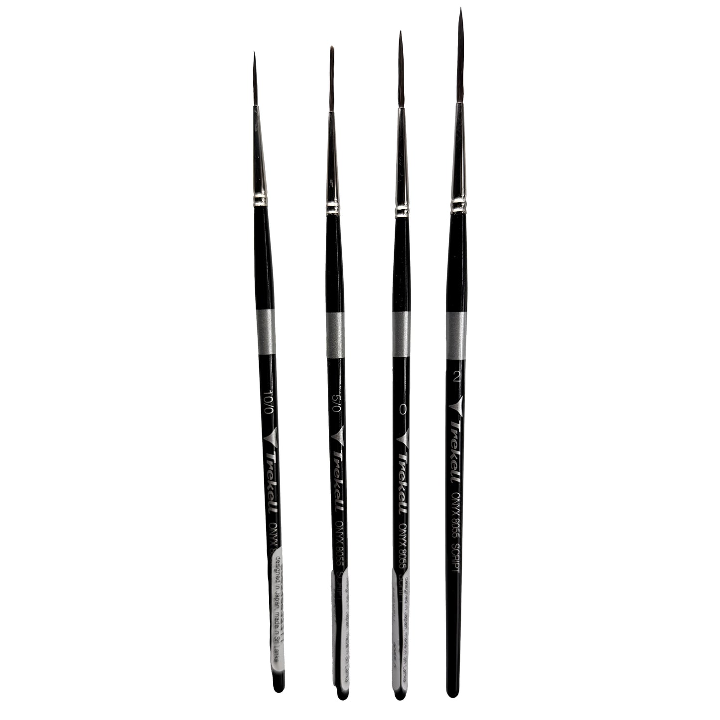 Trekell Onyx Synthetic Squirrel Short Handle Artist Brush, complete set Script, works exceptionally well with acrylic, watercolor, and oil paint.