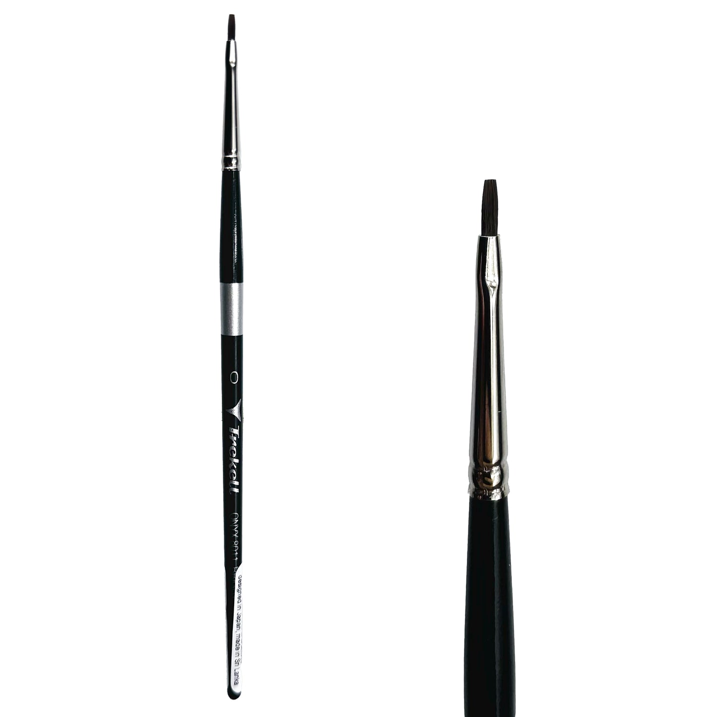 Trekell Onyx Synthetic Squirrel Short Handle Artist Brush, size #0 Bright, works exceptionally well with acrylic, watercolor, and oil paint.