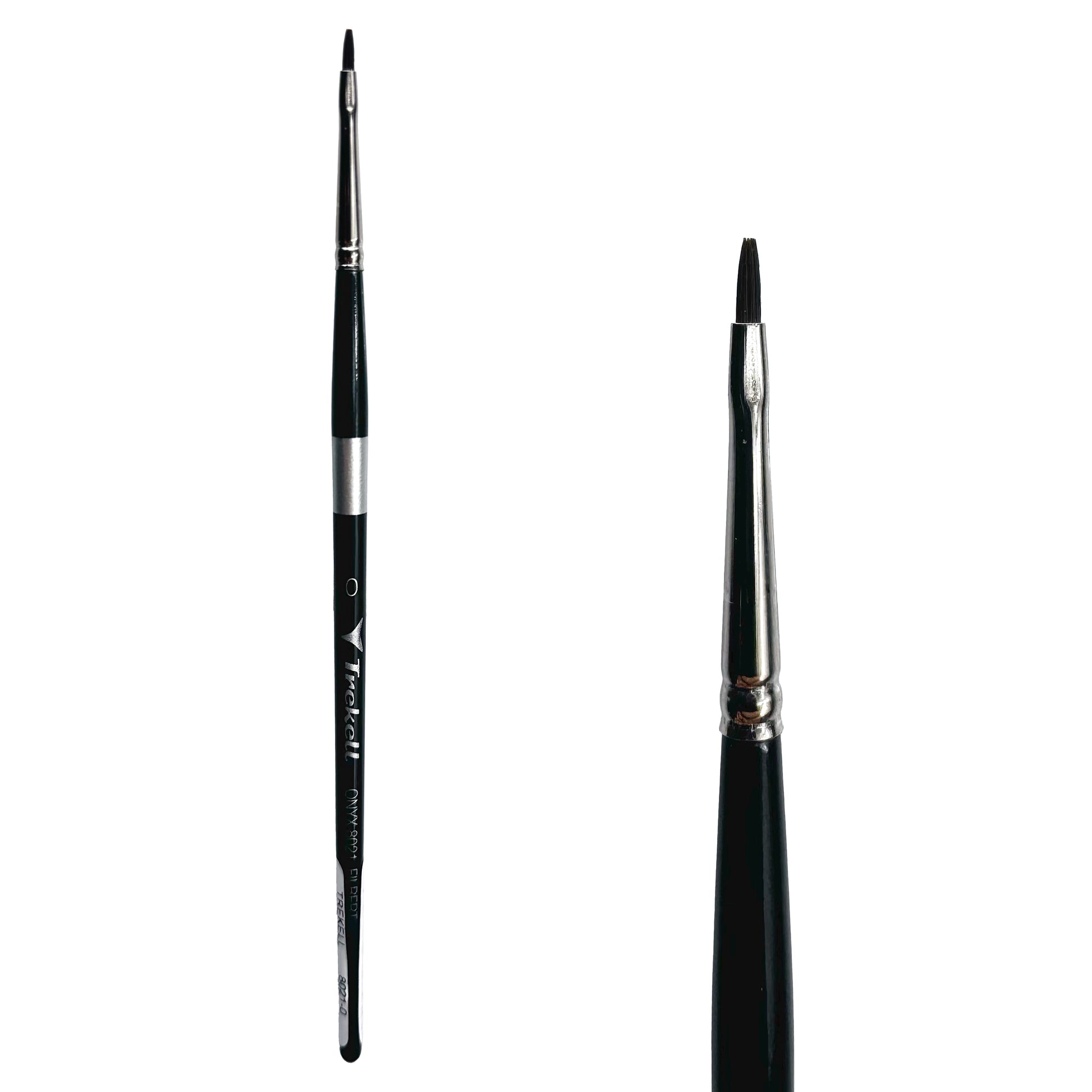 Trekell Onyx Synthetic Squirrel Short Handle Artist Brush, size #0 Filbert, works exceptionally well with acrylic, watercolor, and oil paint.