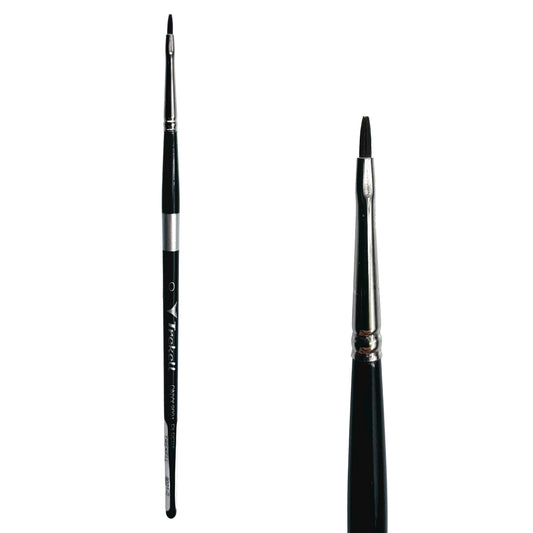 Trekell Onyx Synthetic Squirrel Short Handle Artist Brush, size #0 Filbert, works exceptionally well with acrylic, watercolor, and oil paint.