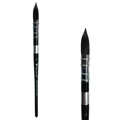 Trekell Onyx Synthetic Squirrel Short Handle Artist Brush, size #0 quill mop, works exceptionally well with acrylic, watercolor, and oil paint.
