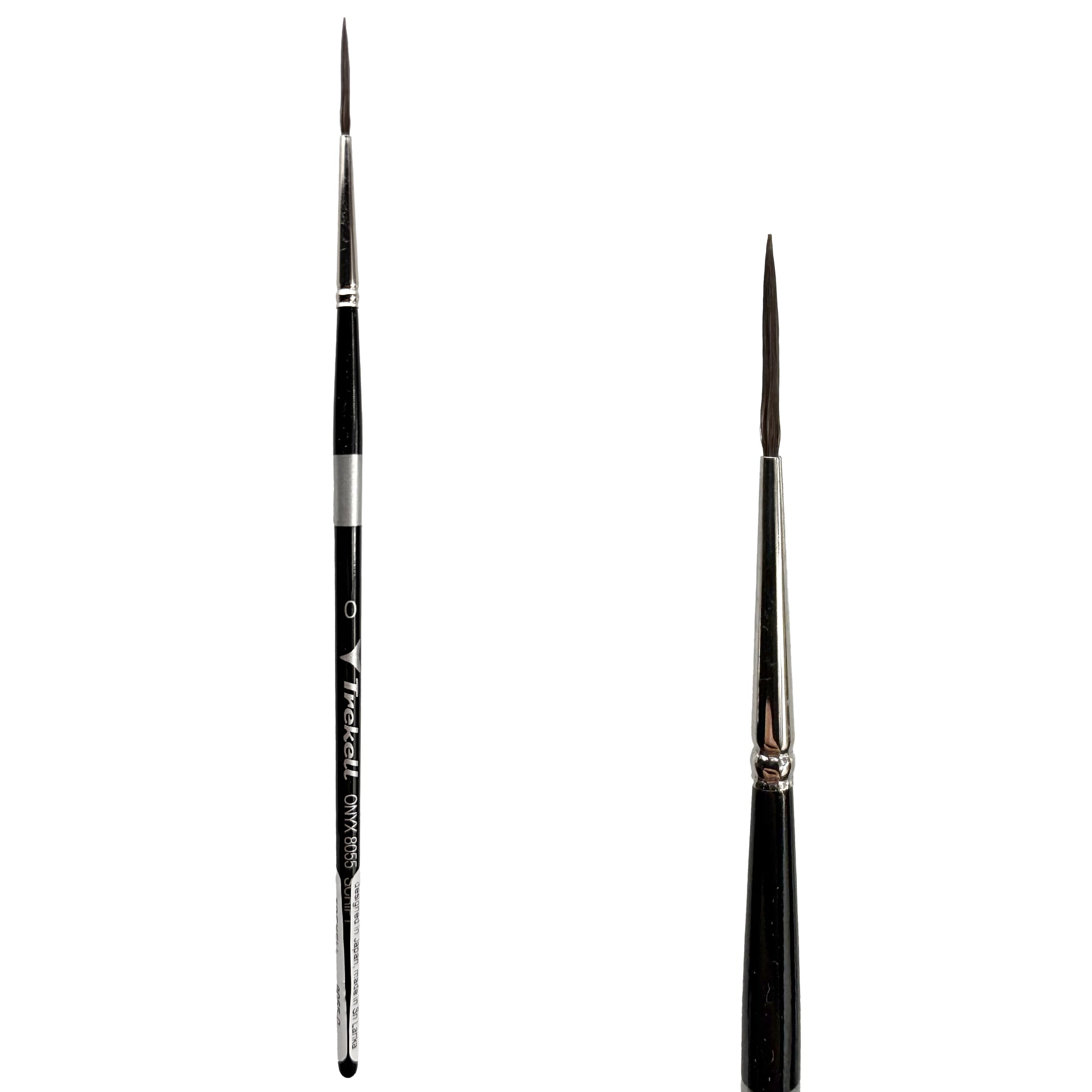 Trekell Onyx Synthetic Squirrel Short Handle Artist Brush, size #0 Script, works exceptionally well with acrylic, watercolor, and oil paint.