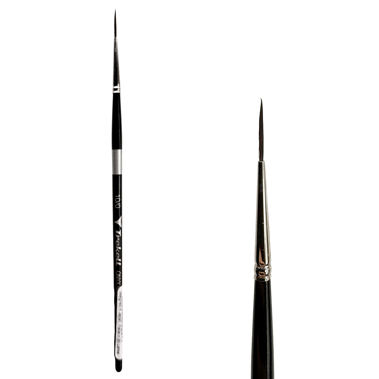 Trekell Onyx Synthetic Squirrel Short Handle Artist Brush, size #10/0 Script, works exceptionally well with acrylic, watercolor, and oil paint.