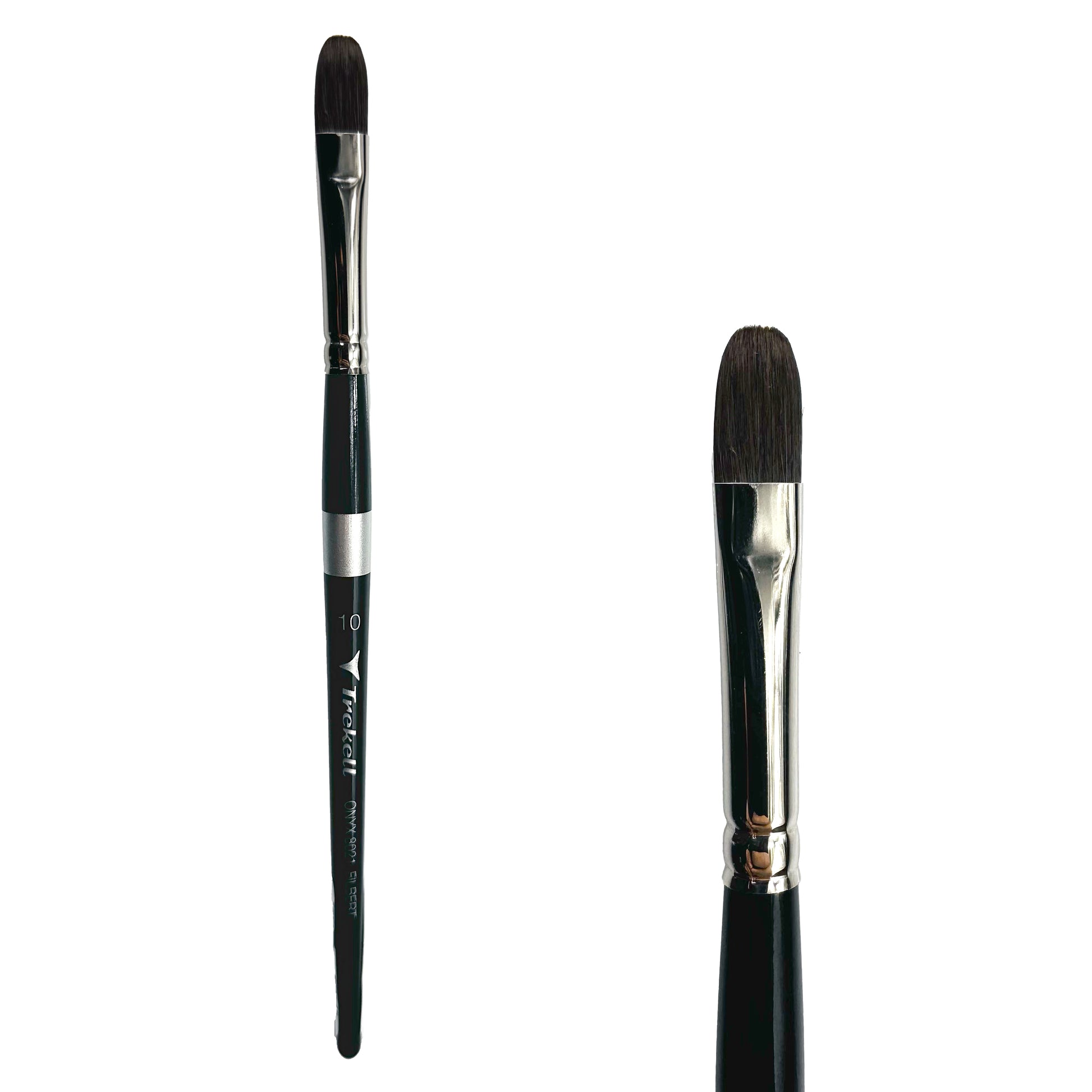 Trekell Onyx Synthetic Squirrel Short Handle Artist Brush, size #10 Filbert, works exceptionally well with acrylic, watercolor, and oil paint.
