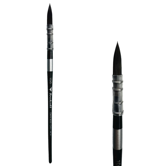 Trekell Onyx Synthetic Squirrel Short Handle Artist Brush, size #10/0 quill mop, works exceptionally well with acrylic, watercolor, and oil paint.
