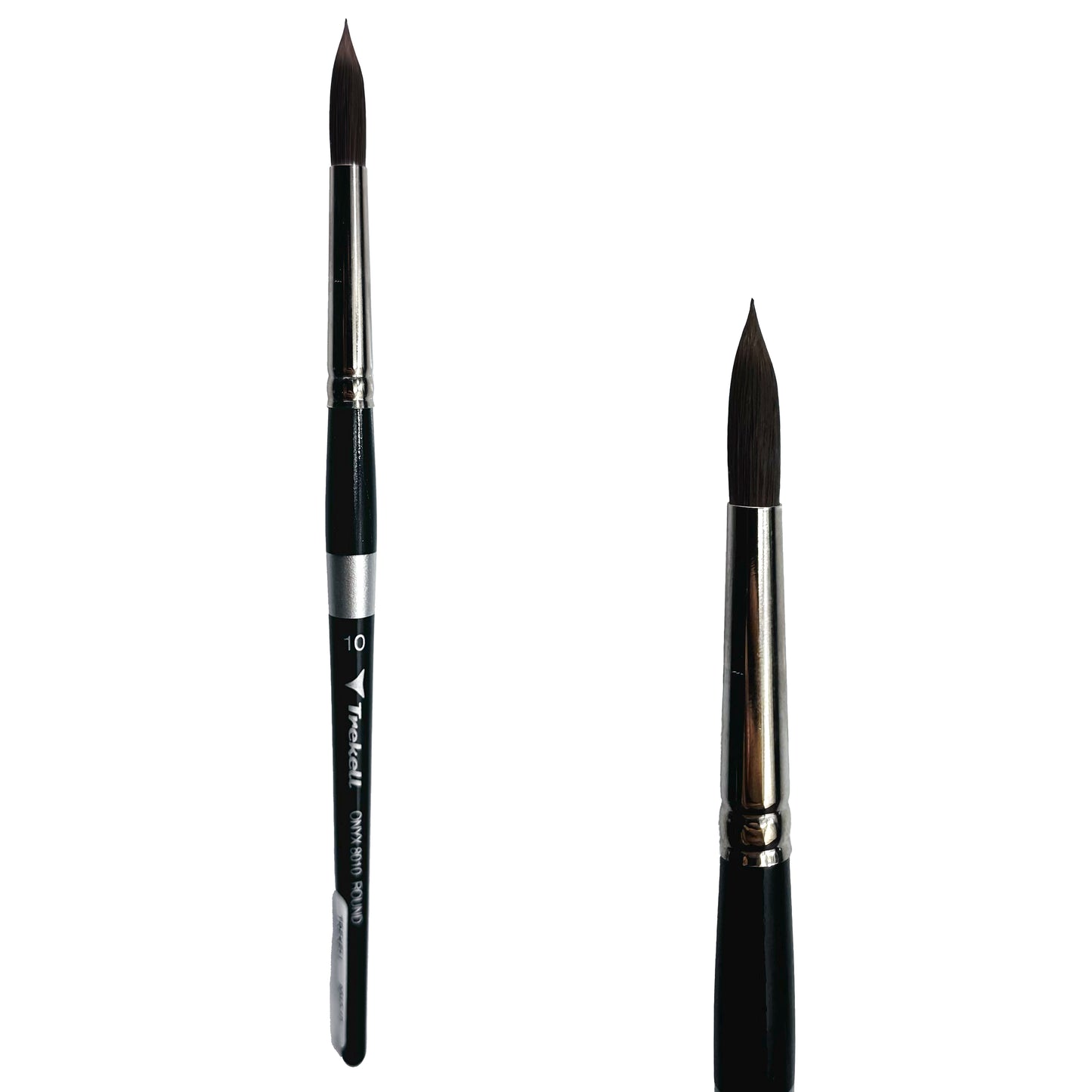 Trekell Onyx Synthetic Squirrel Short Handle Artist Brush, size #10 round, works exceptionally well with acrylic, watercolor, and oil paint.