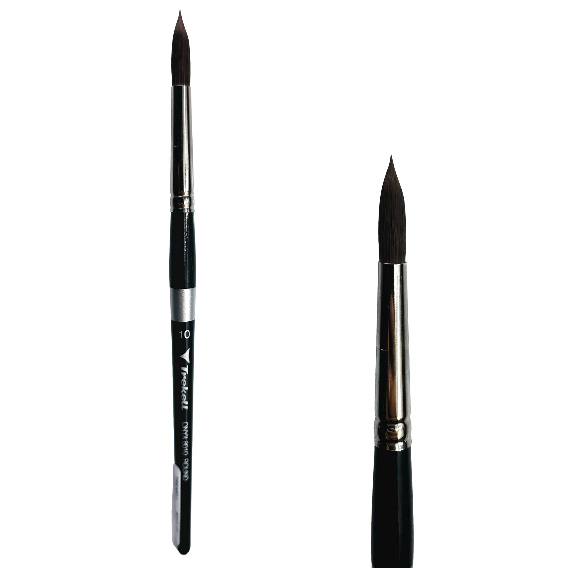 Trekell Onyx Synthetic Squirrel Short Handle Artist Brush, size #10 round, works exceptionally well with acrylic, watercolor, and oil paint.
