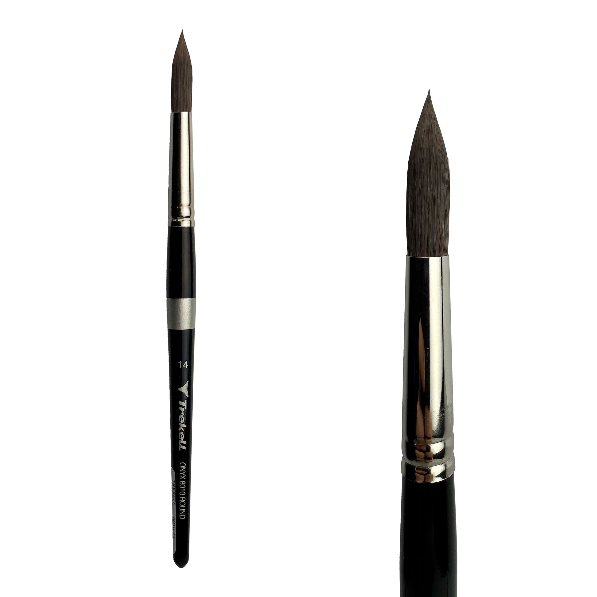 Trekell Onyx Synthetic Squirrel Short Handle Artist Brush, size #14 round, works exceptionally well with acrylic, watercolor, and oil paint.