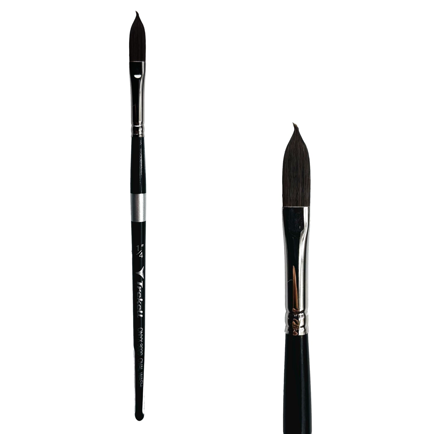 Trekell Onyx Synthetic Squirrel Short Handle Artist Brush, size 1/4" Oval Wash, works exceptionally well with acrylic, watercolor, and oil paint.
