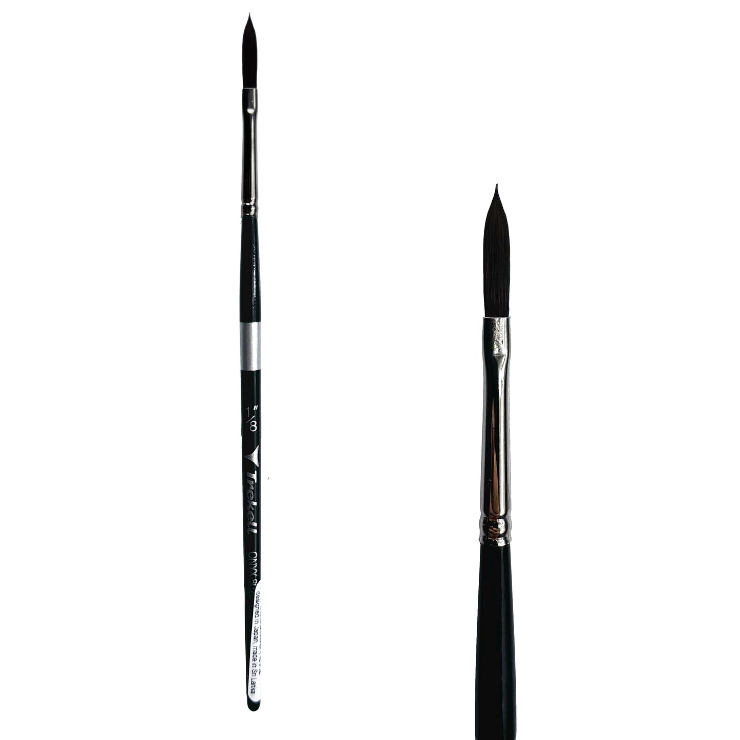 Trekell Onyx Synthetic Squirrel Short Handle Artist Brush, size 1/8" Oval Wash, works exceptionally well with acrylic, watercolor, and oil paint.