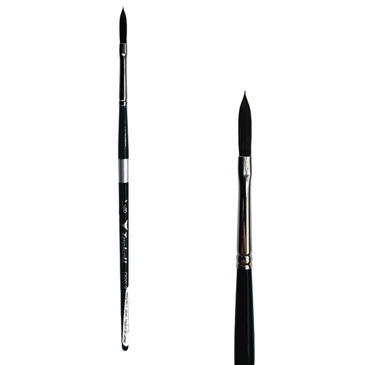 Trekell Onyx Synthetic Squirrel Short Handle Artist Brush, size 1/8" Oval Wash, works exceptionally well with acrylic, watercolor, and oil paint.
