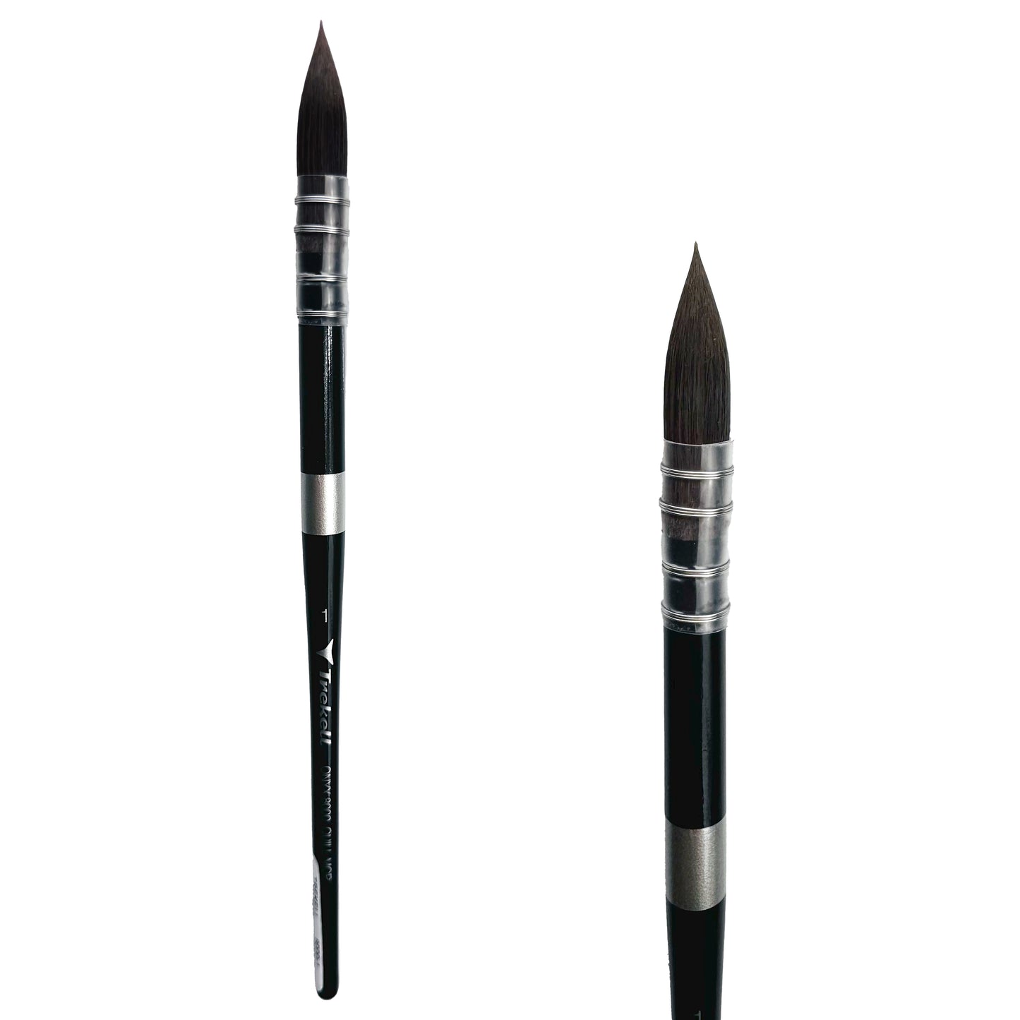 Trekell Onyx Synthetic Squirrel Short Handle Artist Brush, size #1 round, works exceptionally well with acrylic, watercolor, and oil paint.