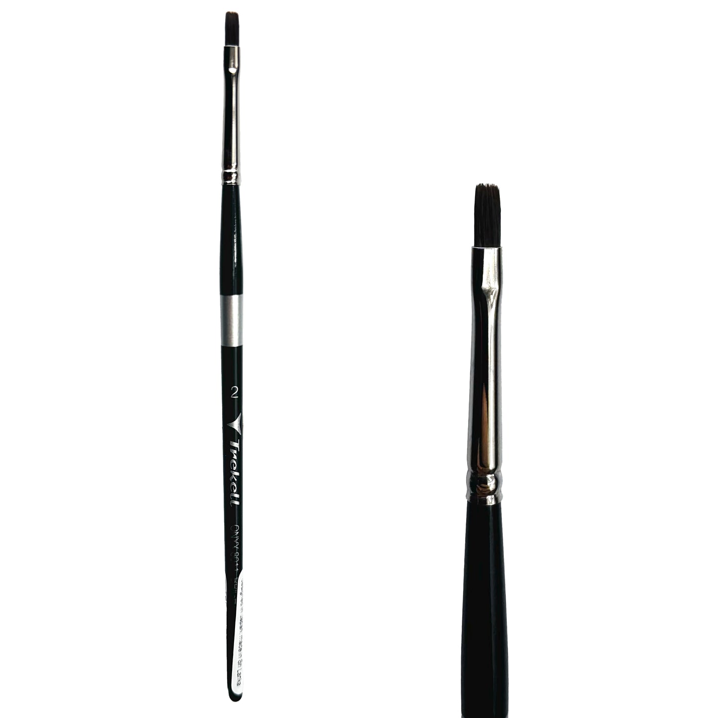 Trekell Onyx Synthetic Squirrel Short Handle Artist Brush, size #2 Bright, works exceptionally well with acrylic, watercolor, and oil paint.