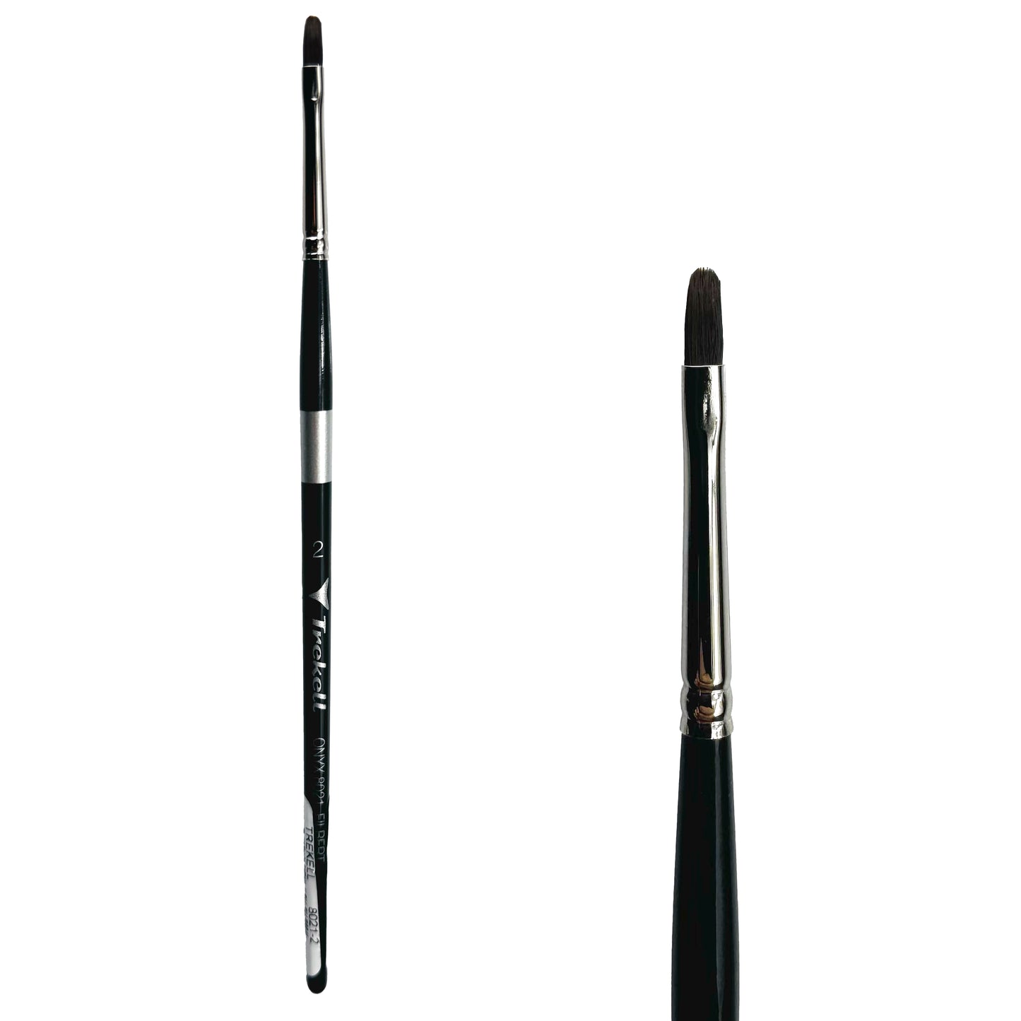 Trekell Onyx Synthetic Squirrel Short Handle Artist Brush, size #2 Filbert, works exceptionally well with acrylic, watercolor, and oil paint.