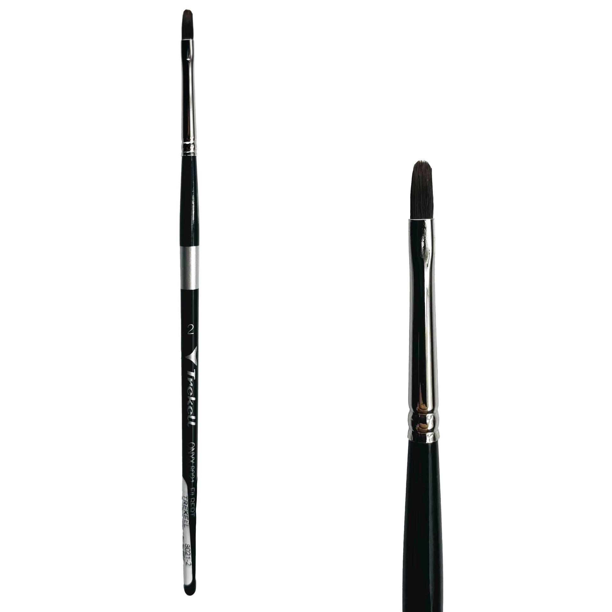 Trekell Onyx Synthetic Squirrel Short Handle Artist Brush, size #2 Filbert, works exceptionally well with acrylic, watercolor, and oil paint.