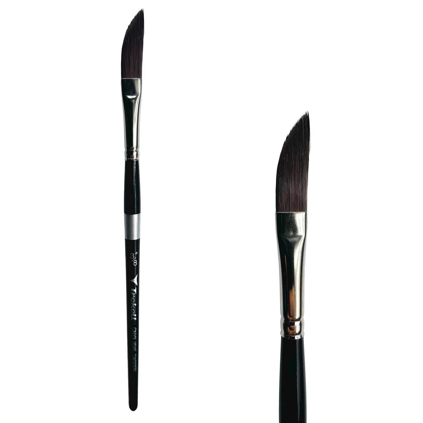 Trekell Onyx Synthetic Squirrel Short Handle Artist Brush, size 3/8" Dagger, works exceptionally well with acrylic, watercolor, and oil paint.