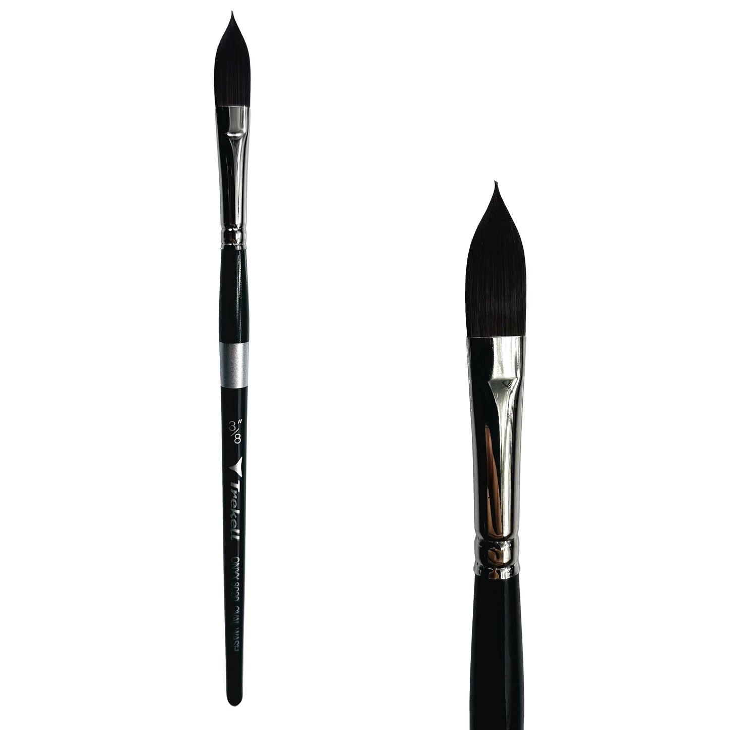 Trekell Onyx Synthetic Squirrel Short Handle Artist Brush, size 3/8" Oval Wash, works exceptionally well with acrylic, watercolor, and oil paint.
