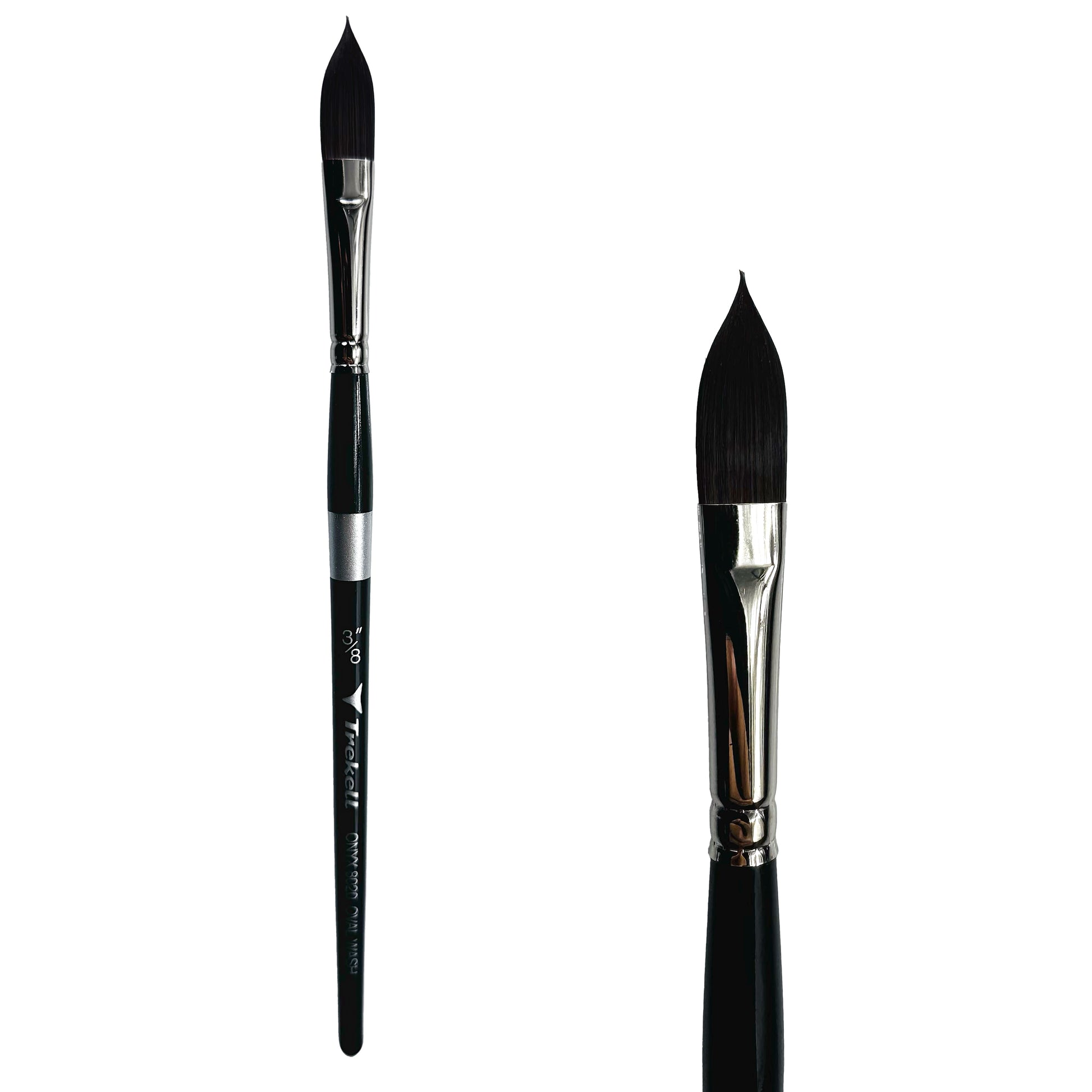 Trekell Onyx Synthetic Squirrel Short Handle Artist Brush, size 3/8" Oval Wash, works exceptionally well with acrylic, watercolor, and oil paint.
