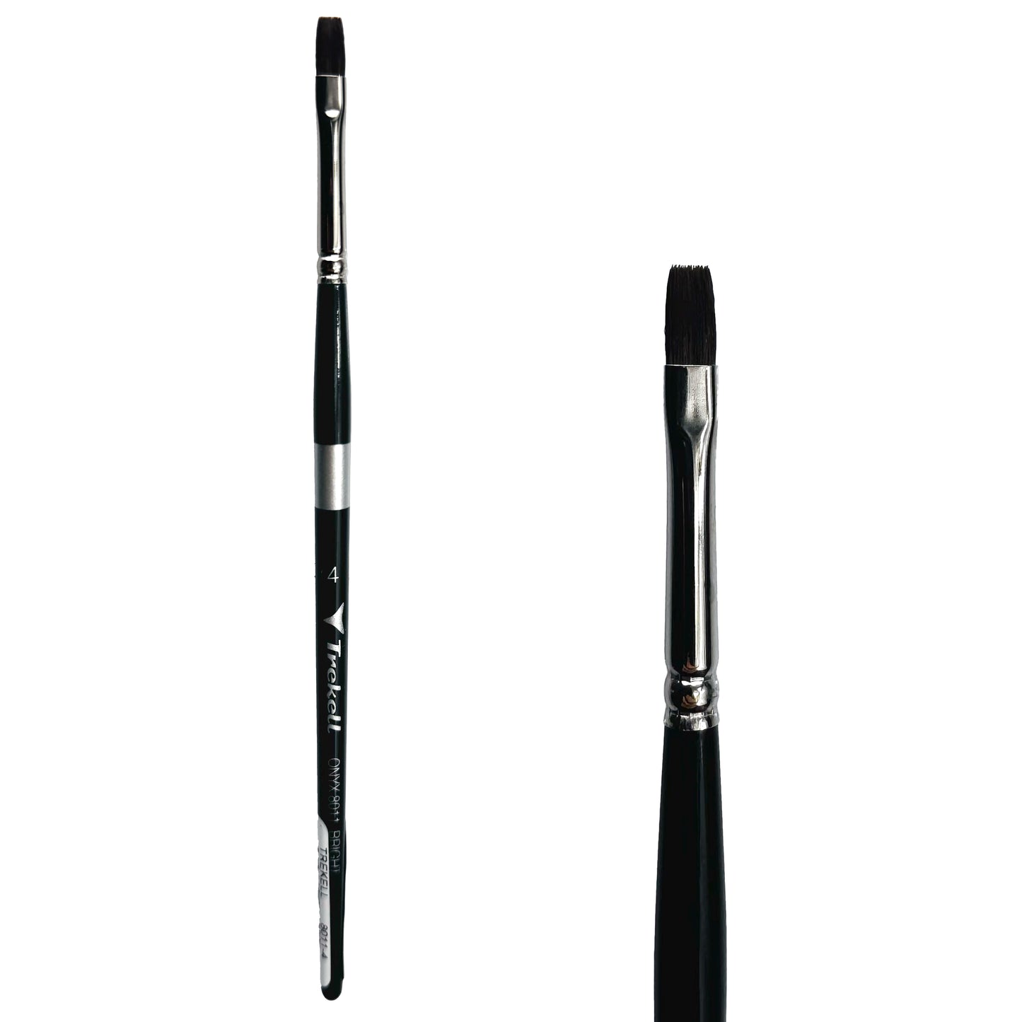 Trekell Onyx Synthetic Squirrel Short Handle Artist Brush, size #4 Bright, works exceptionally well with acrylic, watercolor, and oil paint.