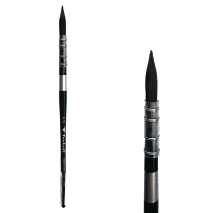 Trekell Onyx Synthetic Squirrel Short Handle Artist Brush, size #5/0 quill mop, works exceptionally well with acrylic, watercolor, and oil paint.