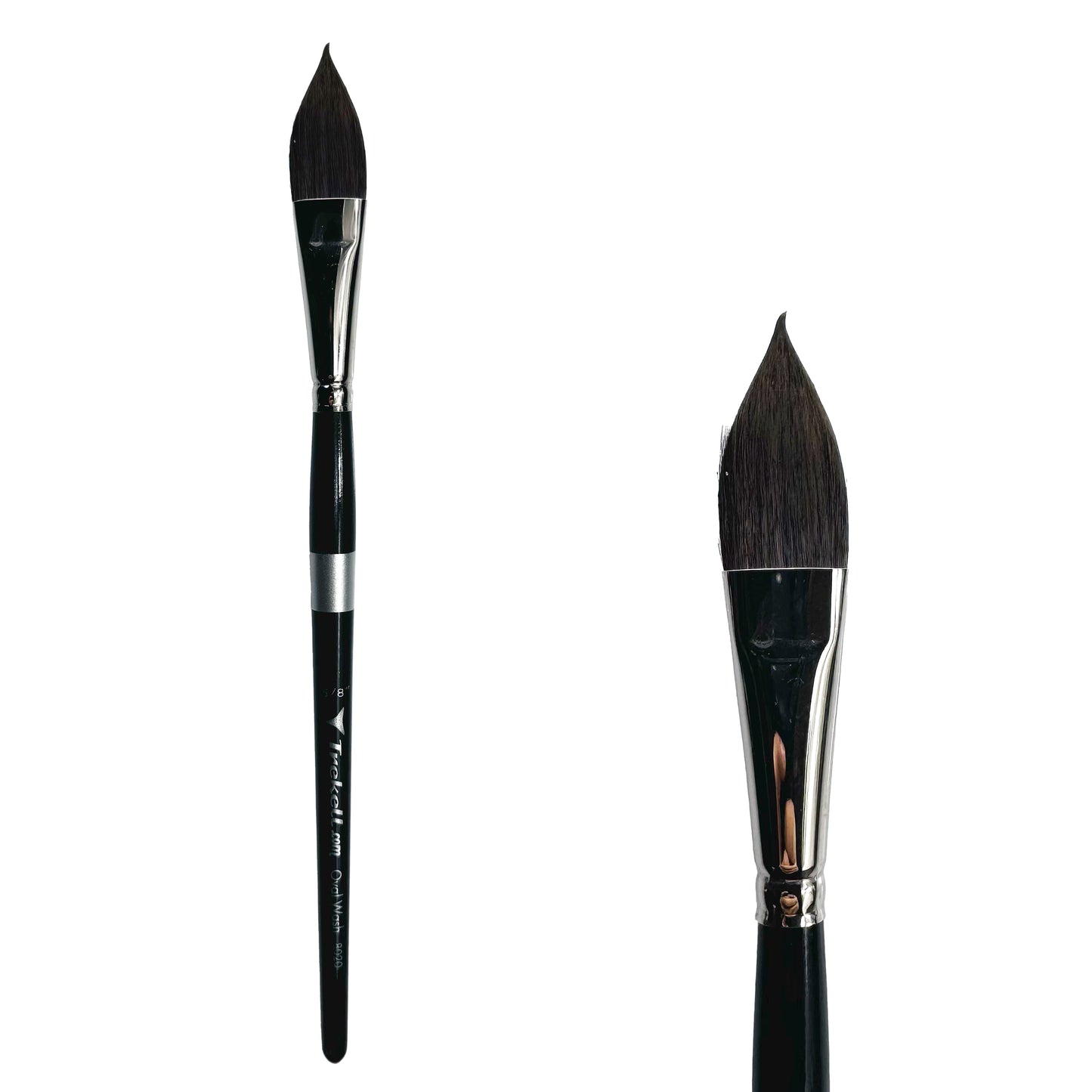 Trekell Onyx Synthetic Squirrel Short Handle Artist Brush, size 5/8" Oval Wash, works exceptionally well with acrylic, watercolor, and oil paint.
