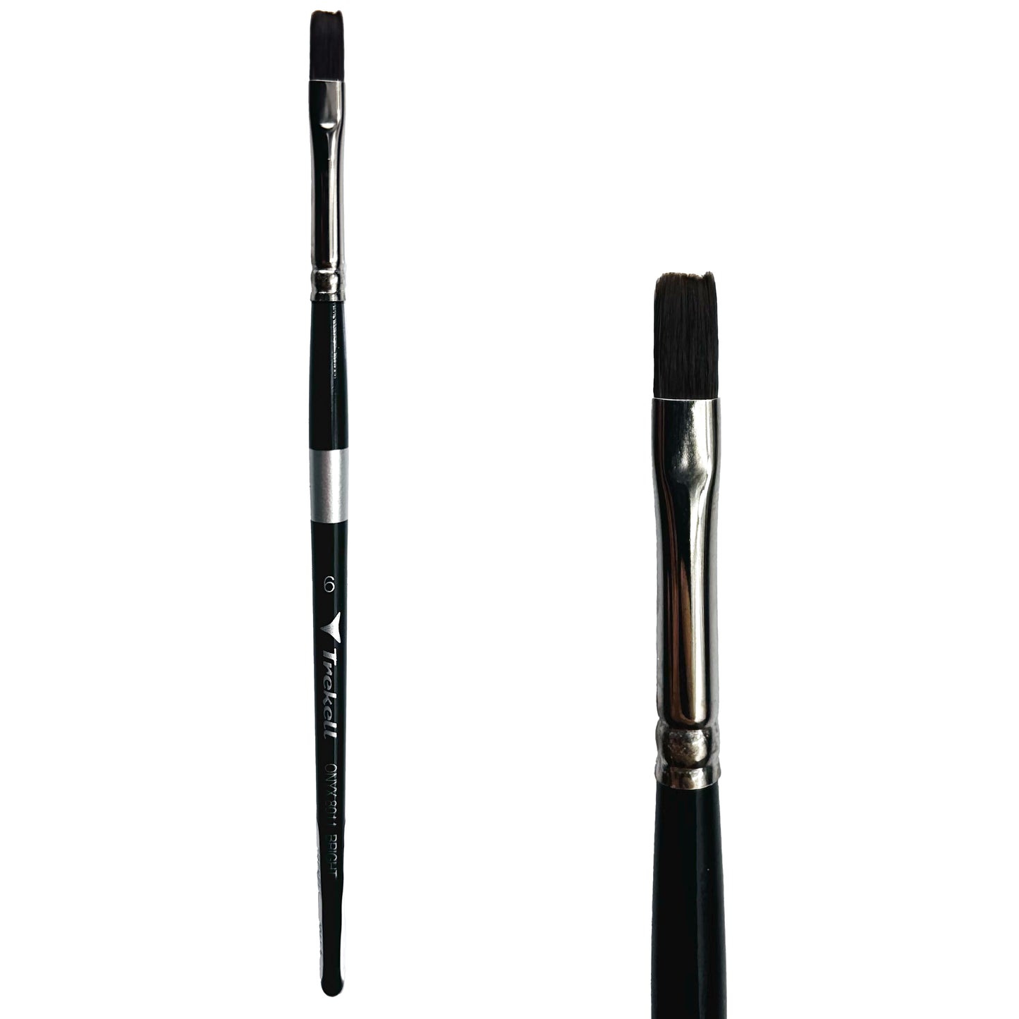 Trekell Onyx Synthetic Squirrel Short Handle Artist Brush, size #6 Bright, works exceptionally well with acrylic, watercolor, and oil paint.