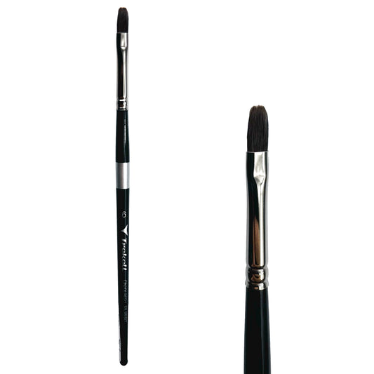Trekell Onyx Synthetic Squirrel Short Handle Artist Brush, size #6 Filbert, works exceptionally well with acrylic, watercolor, and oil paint.
