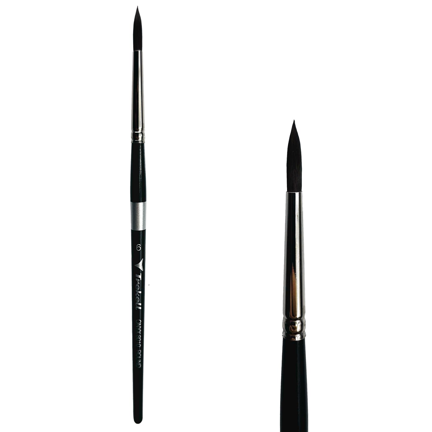 Trekell Onyx Synthetic Squirrel Short Handle Artist Brush, size #6 round, works exceptionally well with acrylic, watercolor, and oil paint.
