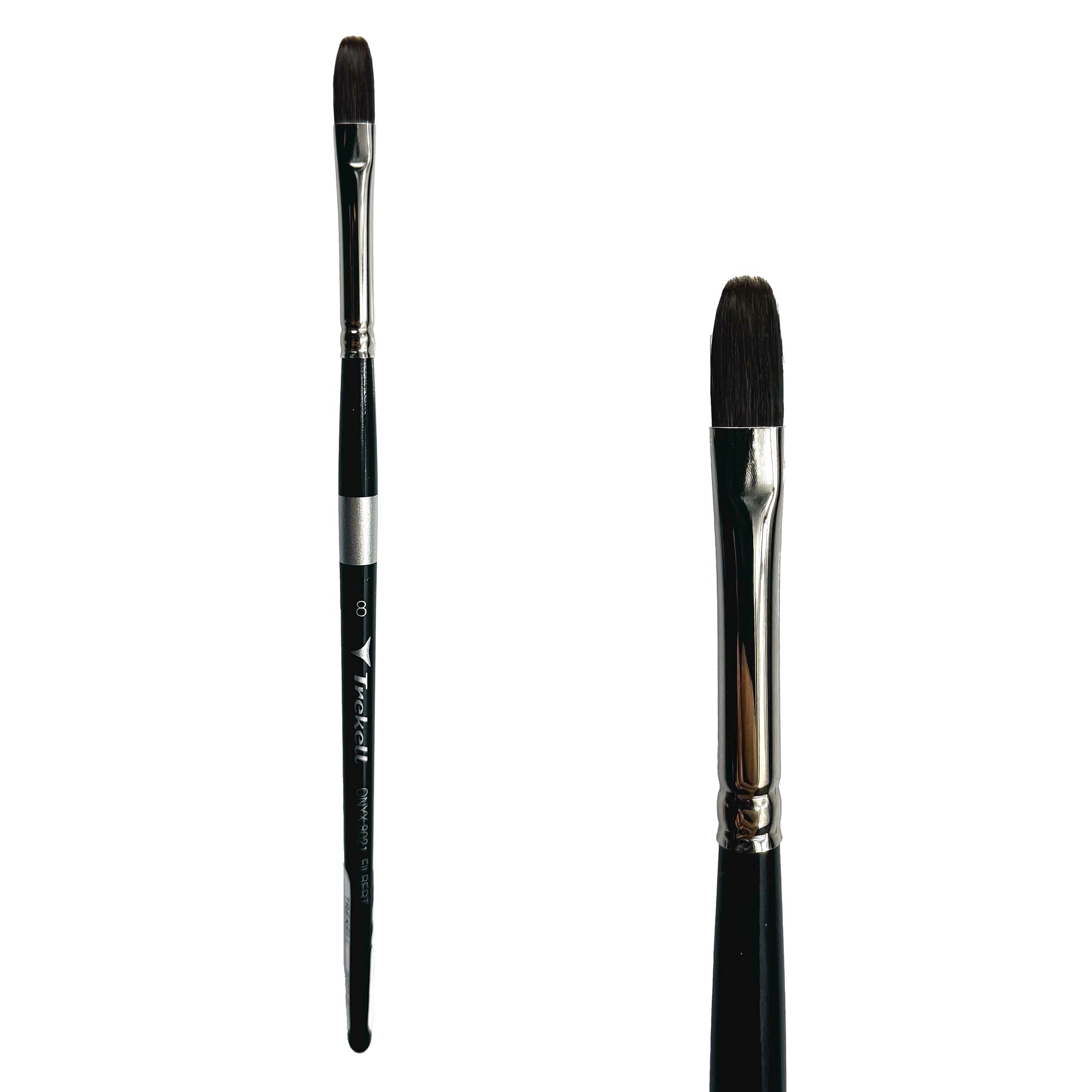 Trekell Onyx Synthetic Squirrel Short Handle Artist Brush, size #8 Filbert, works exceptionally well with acrylic, watercolor, and oil paint.
